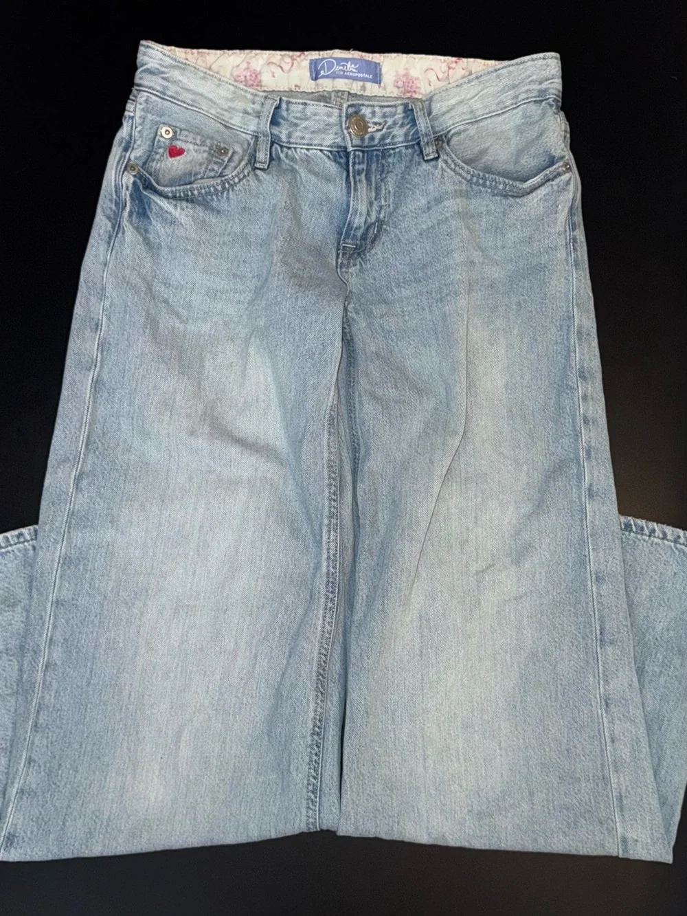 Aeropostale Light Blue Wide Leg Jeans with Heart Accent